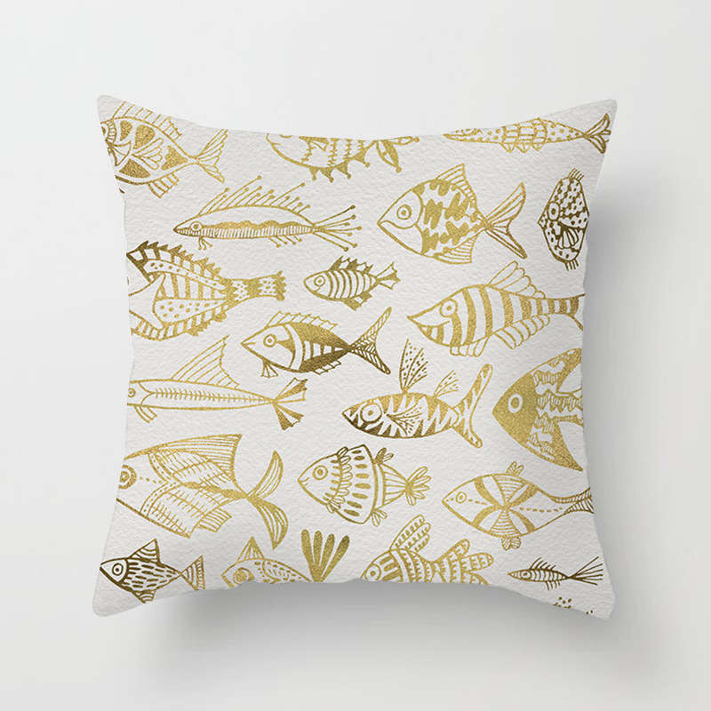 45 X 45Cm Gold Printed Cushion Cover