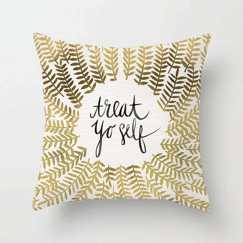 45 X 45Cm Gold Printed Cushion Cover