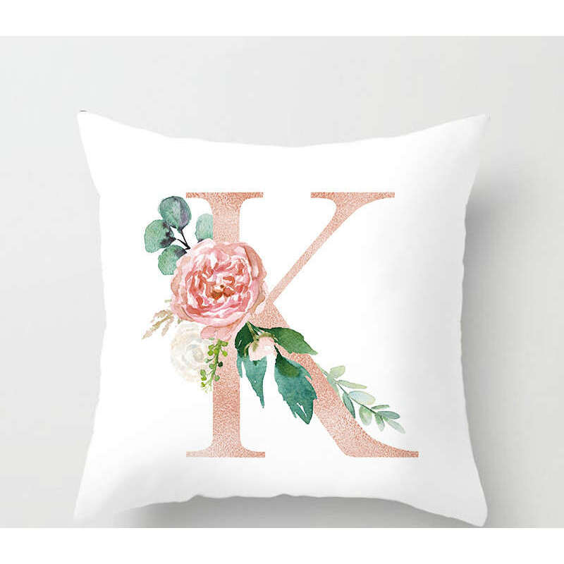 45 X 45Cm Letter Cushion Cover Rose Gold K With Flower