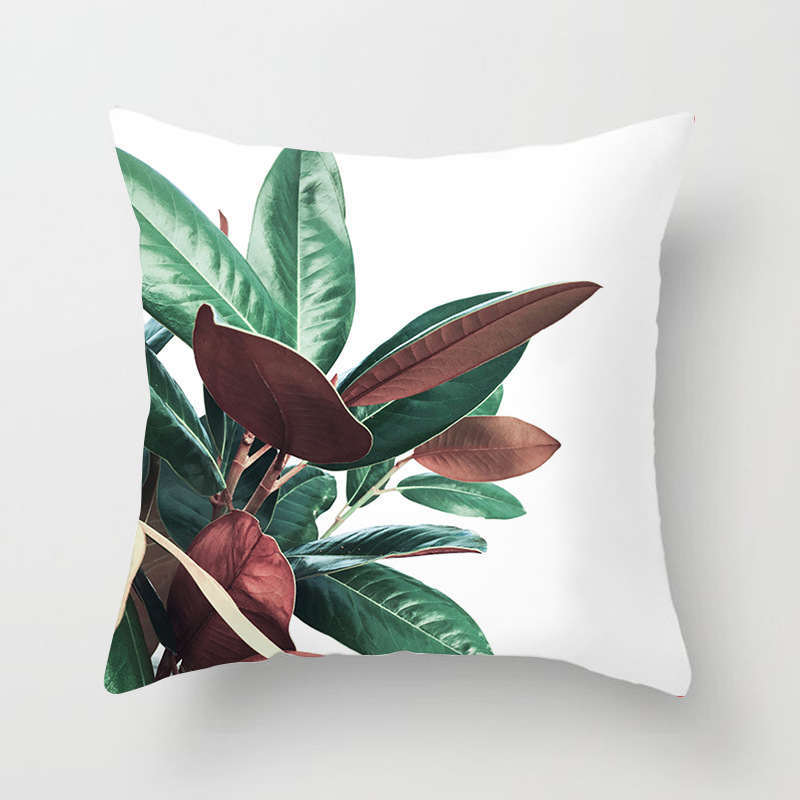 45 X 45Cm Stylish Green Brown Leaves Cushion Cover