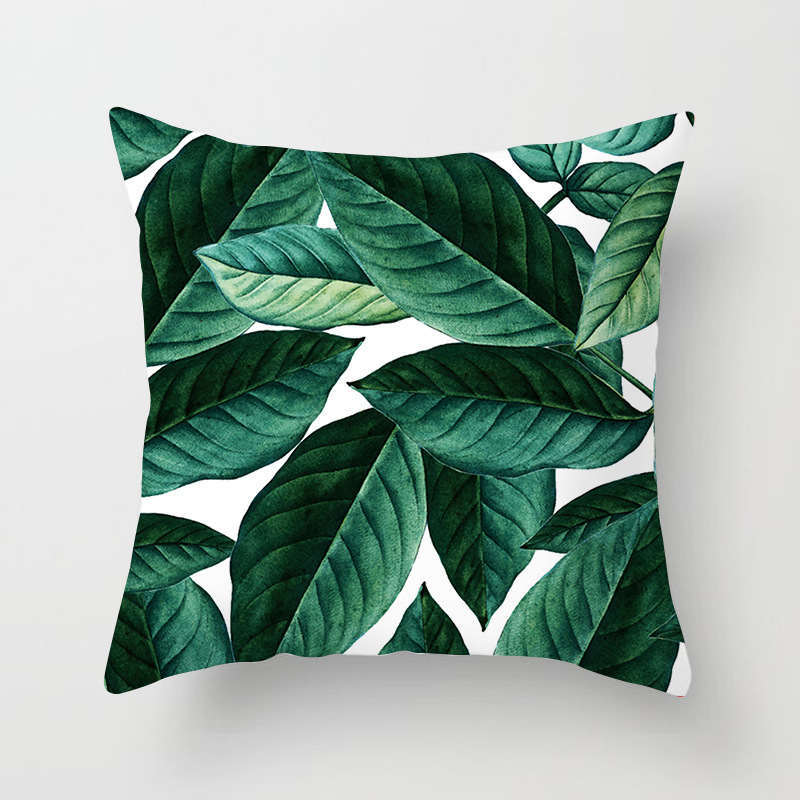 45 X 45Cm Stylish Green Brown Leaves Cushion Cover