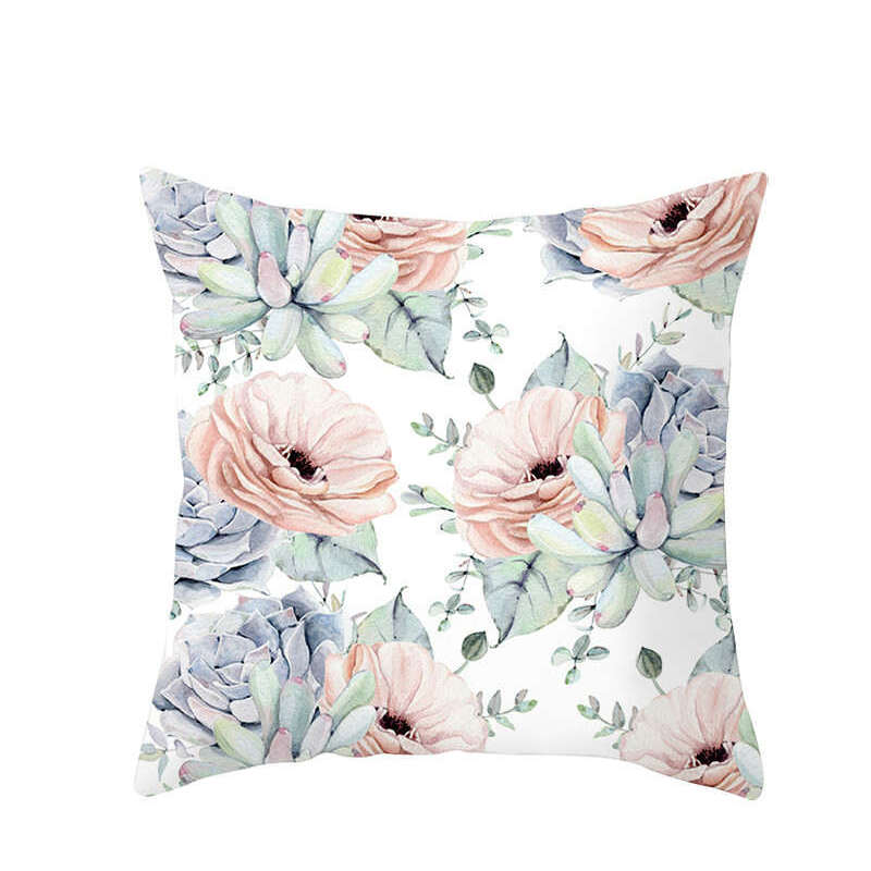 45 X 45Cm Stylish Green Brown Leaves Cushion Cover