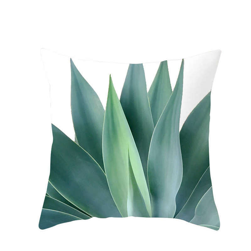 45 X 45Cm Stylish Green Brown Leaves Cushion Cover