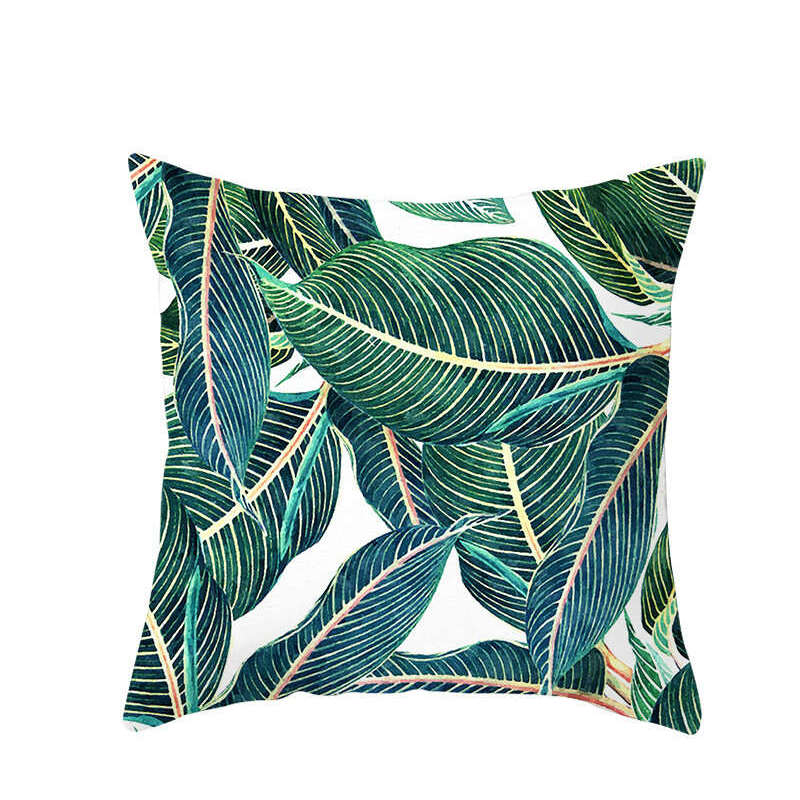 45 X 45Cm Stylish Green Brown Leaves Cushion Cover