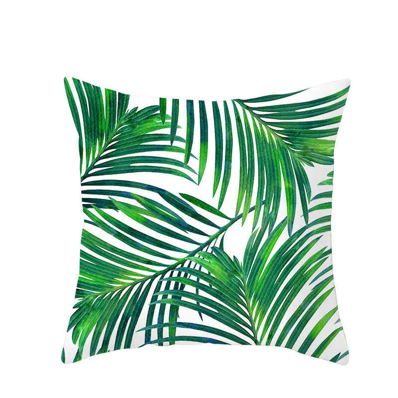 45 X 45Cm Stylish Green Brown Leaves Cushion Cover
