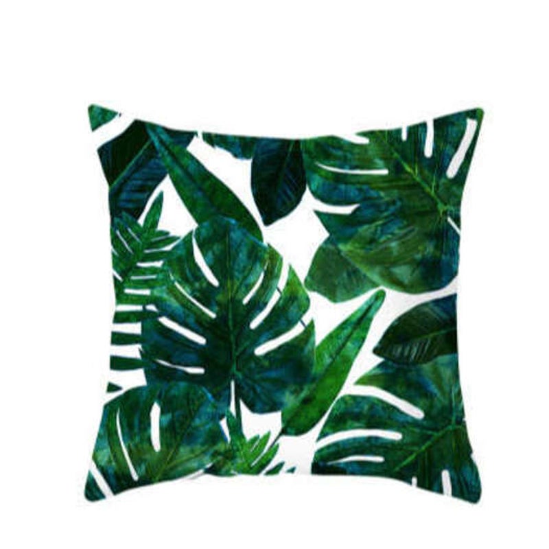 45 X 45Cm Stylish Green Brown Leaves Cushion Cover