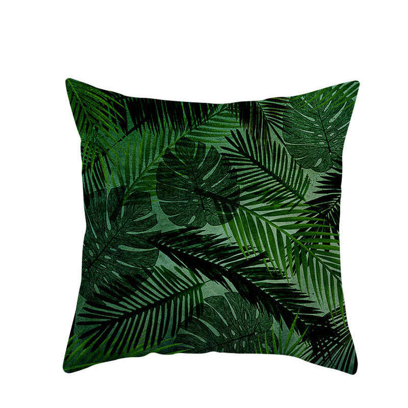 45 X 45Cm Stylish Green Brown Leaves Cushion Cover
