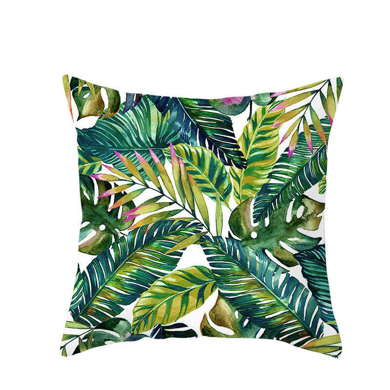 45 X 45Cm Stylish Green Brown Leaves Cushion Cover