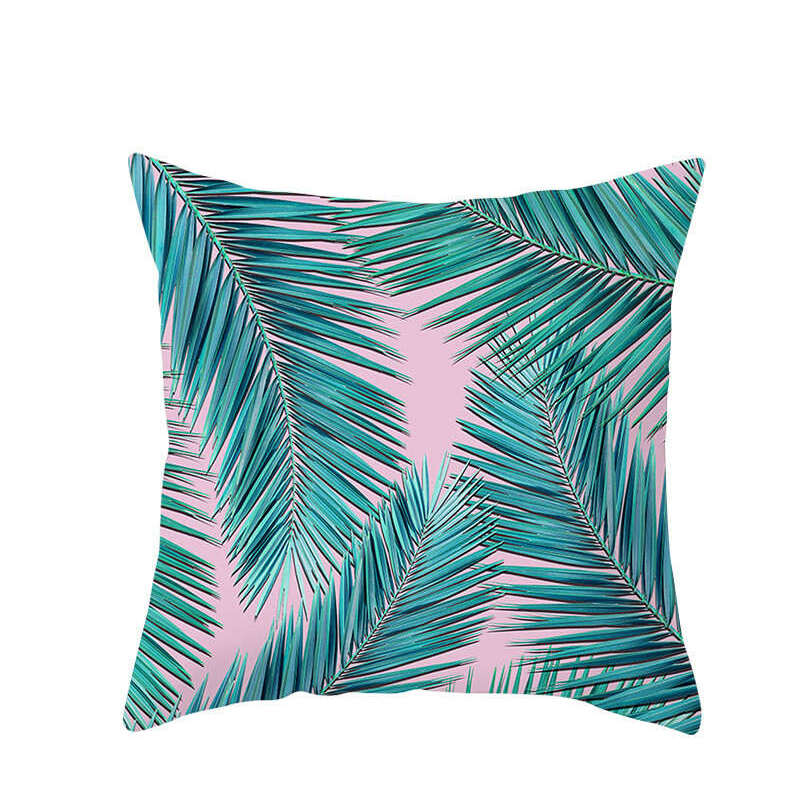 45 X 45Cm Stylish Green Brown Leaves Cushion Cover