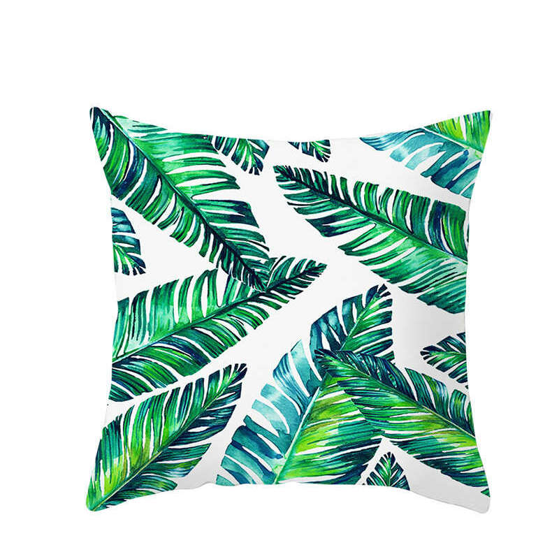 45 X 45Cm Stylish Green Brown Leaves Cushion Cover