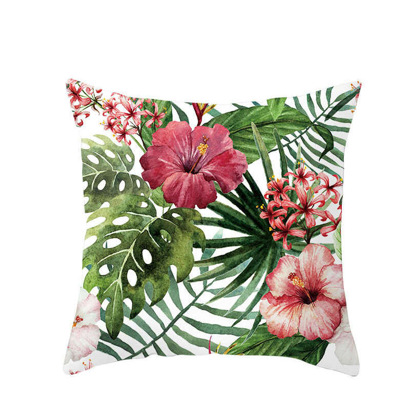 45 X 45Cm Stylish Green Brown Leaves Cushion Cover
