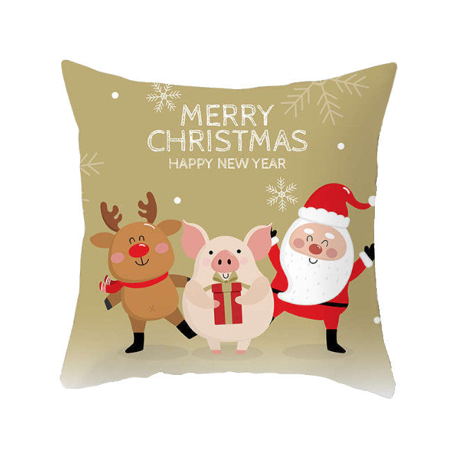 45 X 45Cm Christmas Cushion Cover - Standard - Reindeer, Pig And Santa