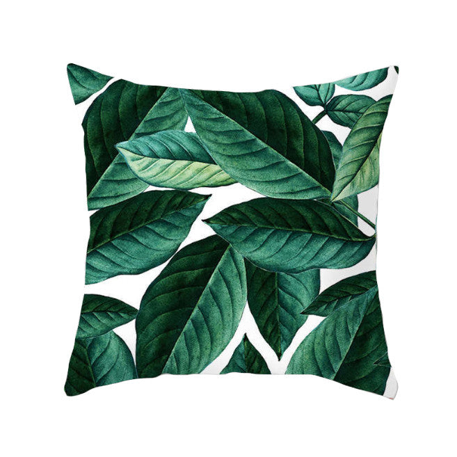 45 X 45Cm Stylish Green Brown Leaves Cushion Cover