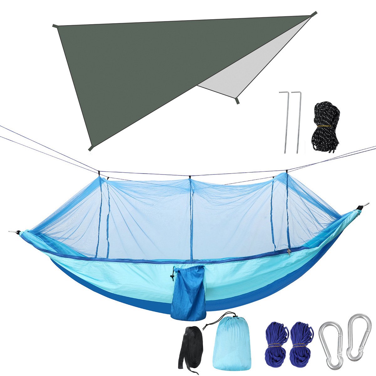 Double Person Hammock With Awning Mosquito Net Outdoor Camping