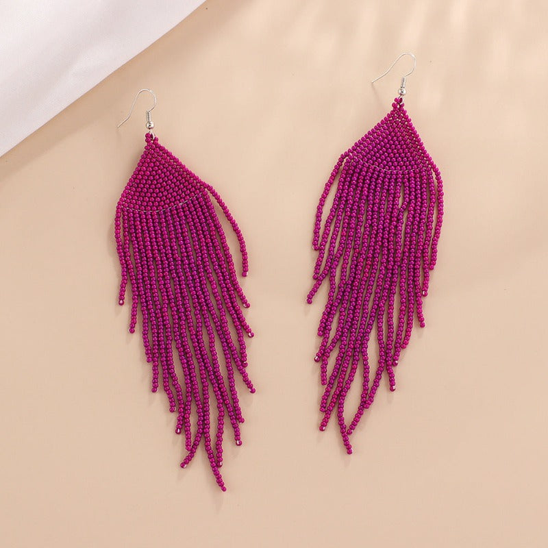 Bohemian Ethnic Vintage Colourful Handmade Beads Tassel Boho Beaded Hanging Earrings