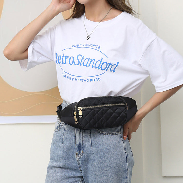 Rhombus Fanny Packs For Women Crossbody Waist Bags Sports Hiking Cycling Running