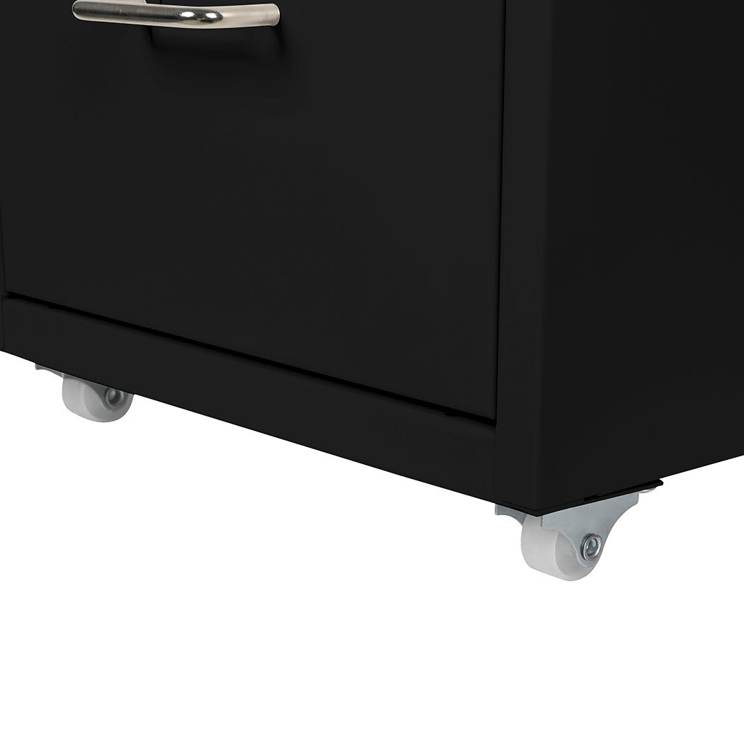 3 Drawer Office Drawers Filing Cabinet Black Steel Storage