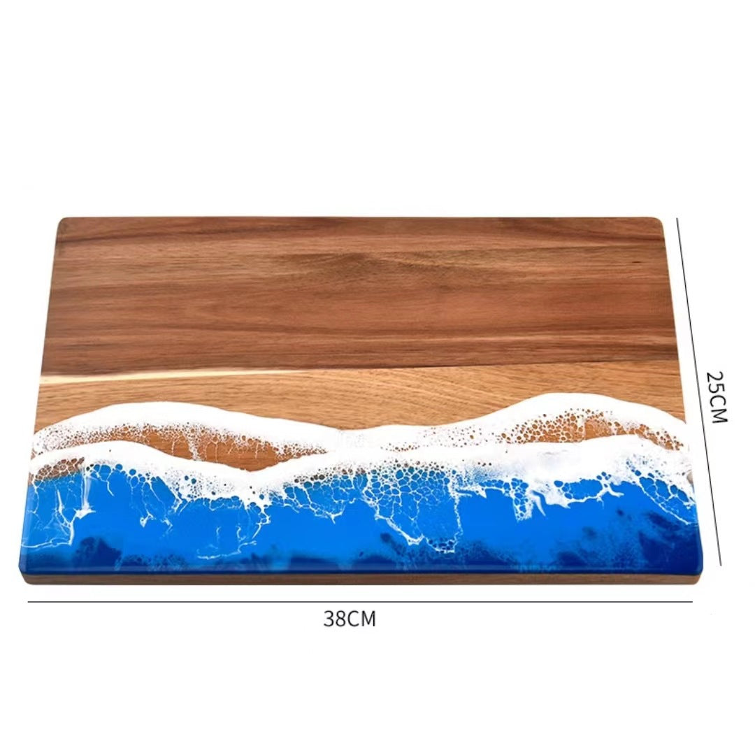 Wood And Resin Cutting Board Ocean Epoxy Serving Cheese