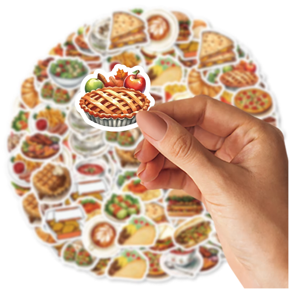 46Pcs Burger Pizza Coffee American Food Theme Stickers Decorated Notebook Water Bottle Diary Classic Toy Scrapbook Diy D