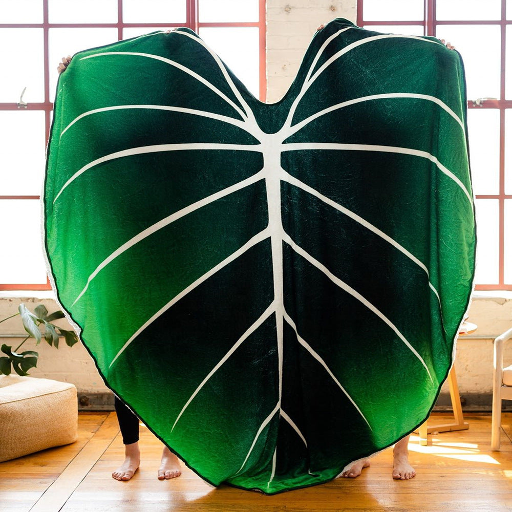 Super Soft Leaf Philodendron Printed Green Leaves Giant Flannel Blanket