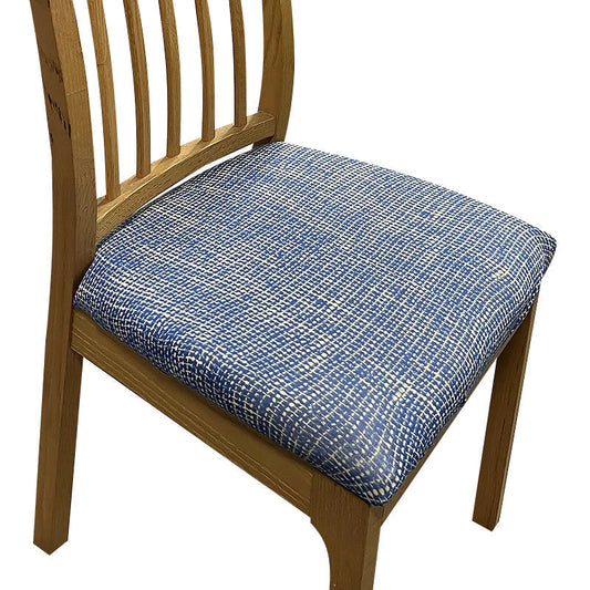 Chair Cover Navy Blue Corn Kennel Pattern Stretch Seat For Dining Kitchen