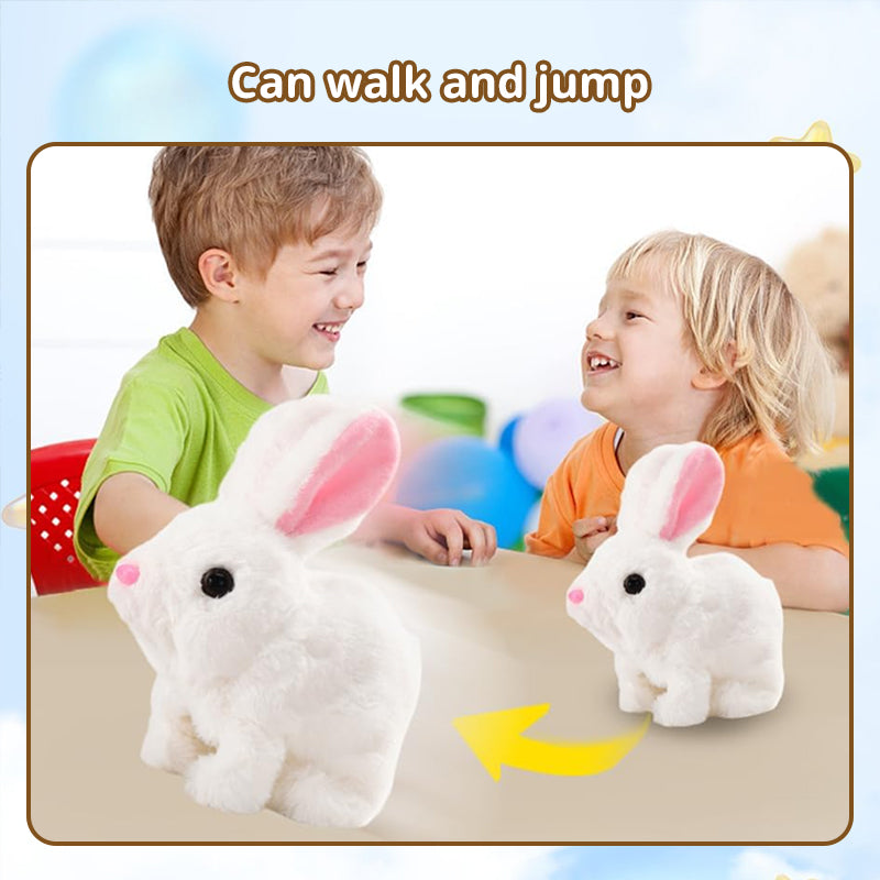 2025 Upgraded Interactive Bunny Toy. Hops Walks Talks Shakes Ears. Plush Gift For Kids (Grey).