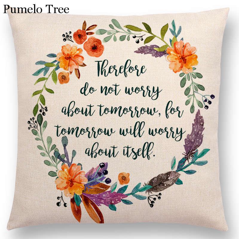 Floral Inspirational Sayings Cushion Covers