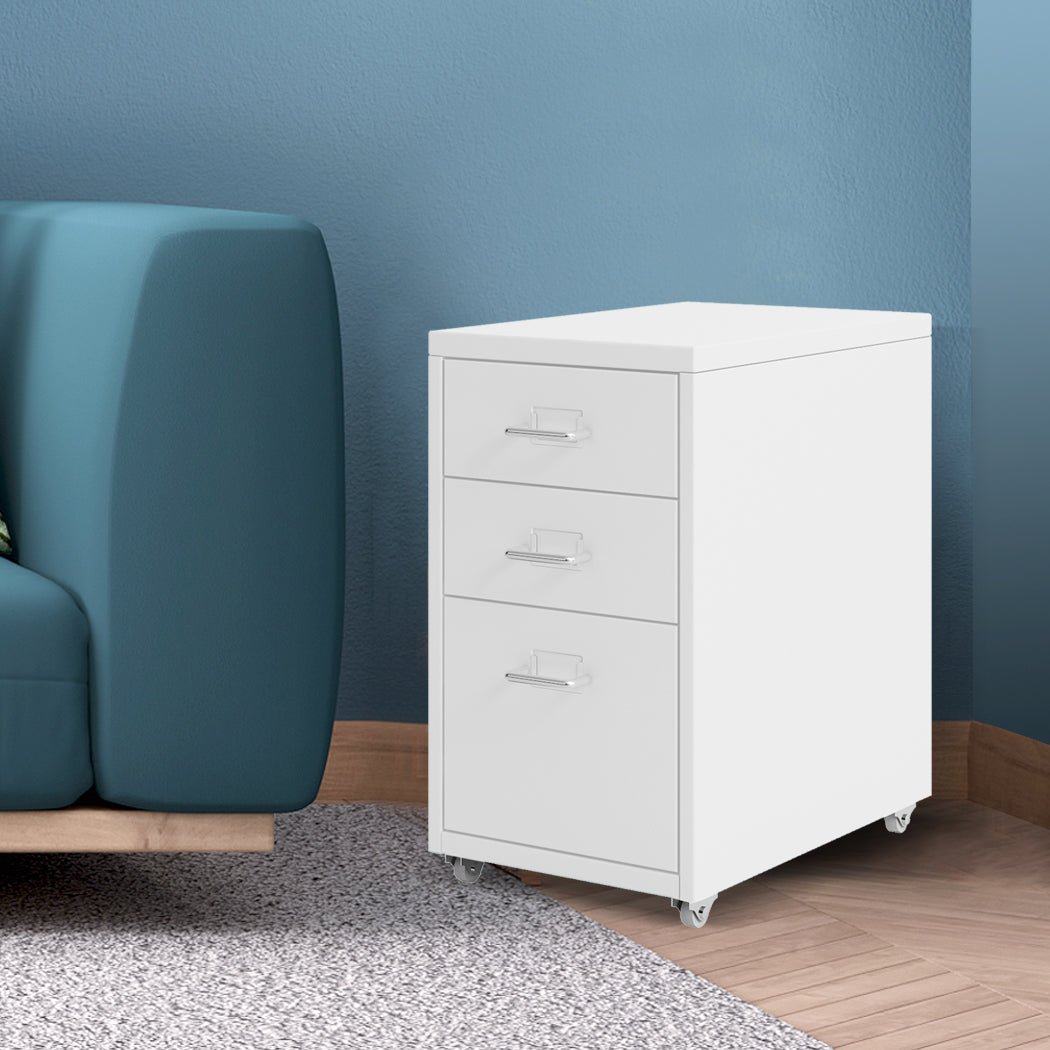 3 Drawer Office Cabinet In White For Organized Storage And Efficient Workspace