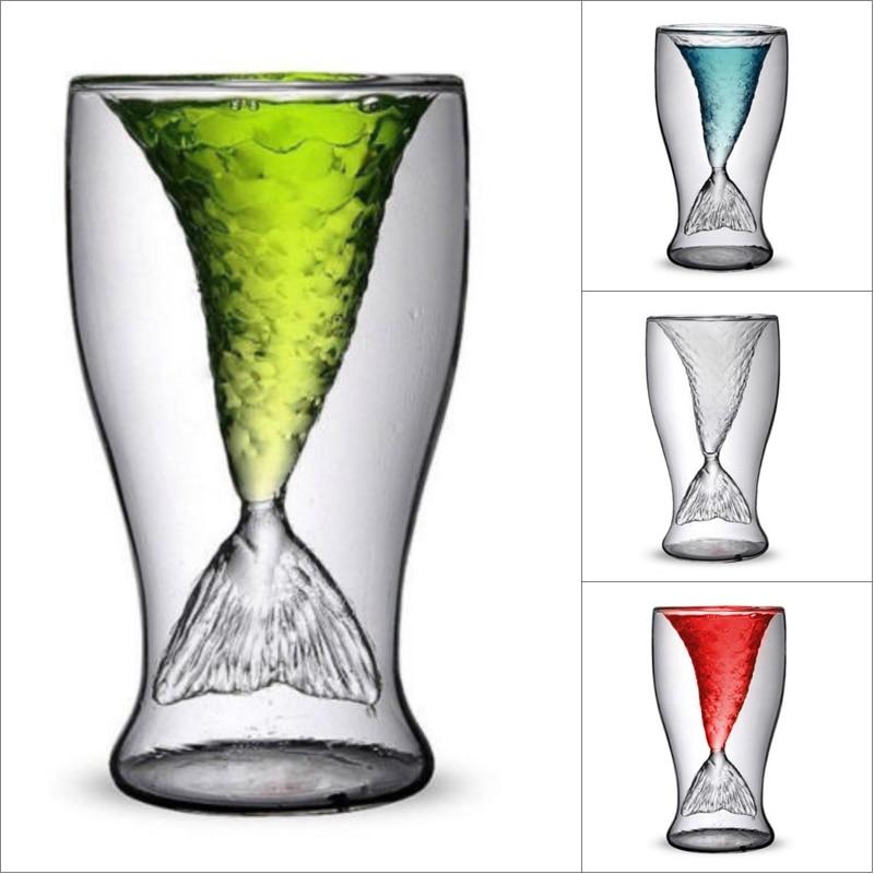 100Ml Novelty Mini Glass Mermaid Tail Cup Shotglass Transparent Fish