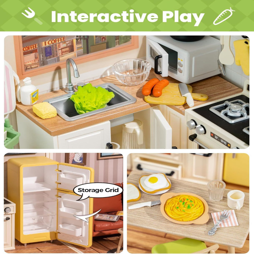 Robotime Rolife Happy Meals Kitchen Miniature House Kits Dolls Model