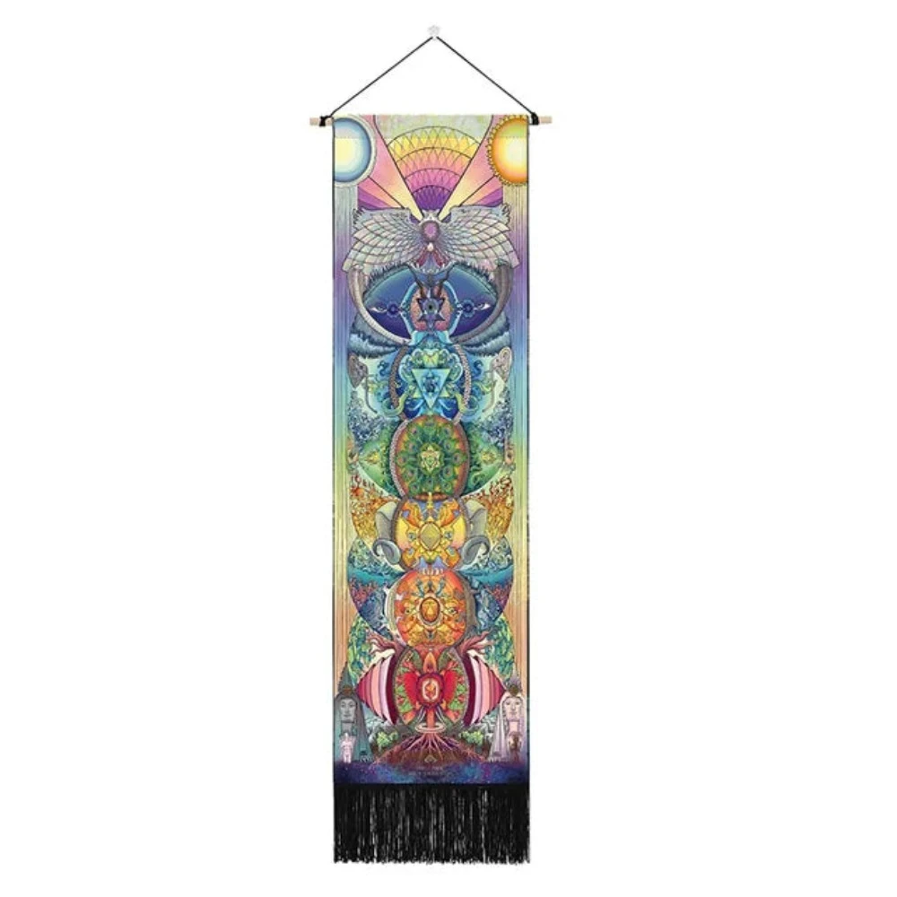 Seven Chakra Tapestry Hippie Mandala Chakras Wall Hanging Fabric Yoga Meditation Tapestries For Spiritual Room Decor