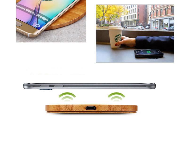 Bamboo Wireless Charger Desktop Charging Pad For Iphone