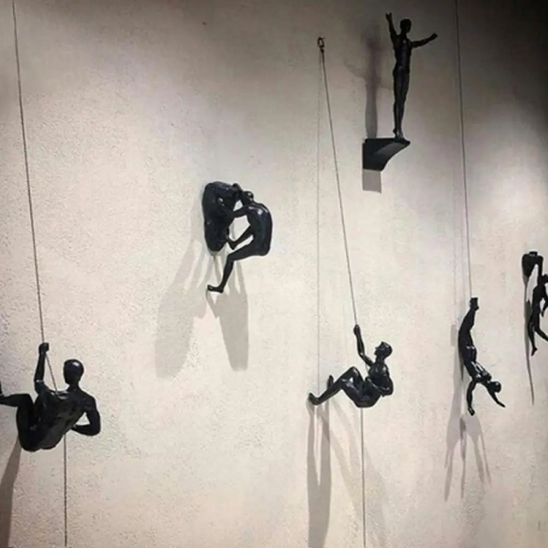Athlete Rock Climbing Man Resin Background Wall Hanging Decoration Sculpture Statue Figures Present Retro New 2023