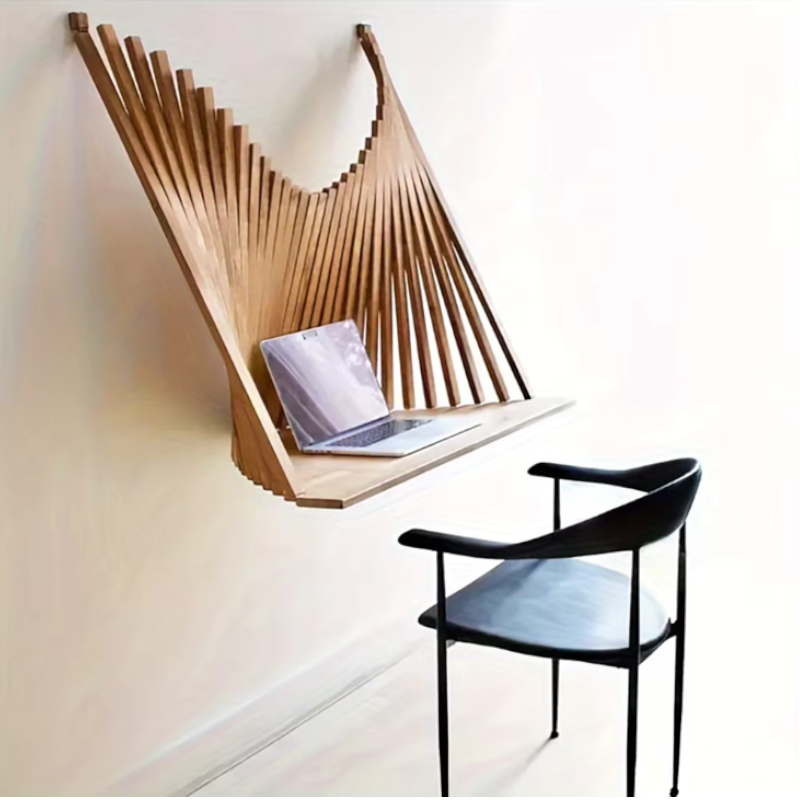 Folding Desk Wall Mounted Foldable Table Fashionable Creative Hanging Solid Wood Computer