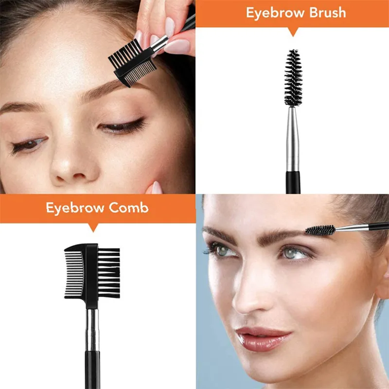 11Pcs Professional Eyebrow Trimming Tool Set Shaping Knife Tweezers Comb Pencil Clip Make Up Kit