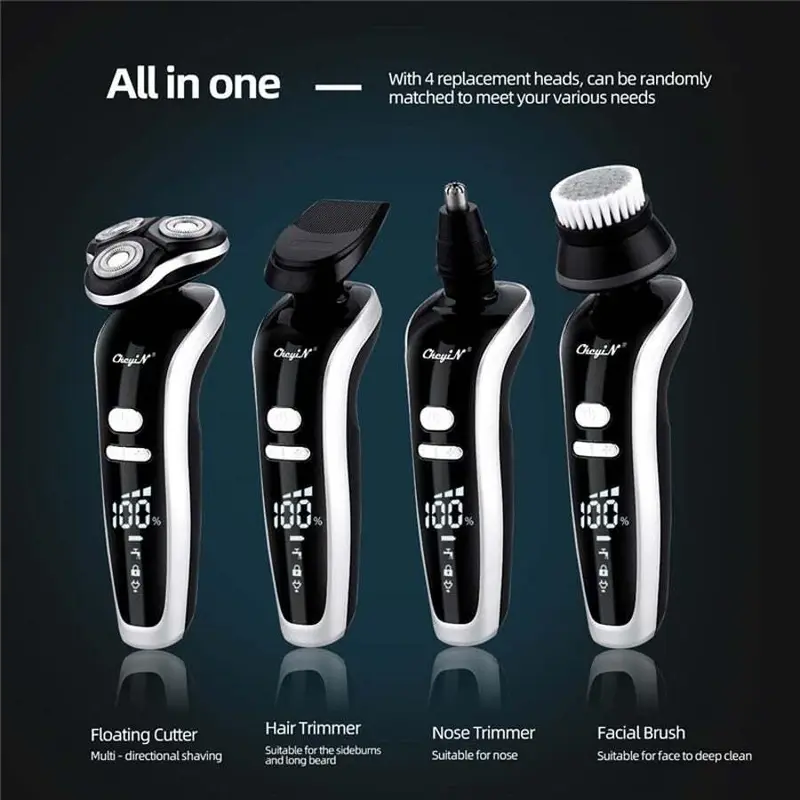 4 In 1 Electric Shaver For Men Beard Nose Trimmer Cordless Hair Clipper