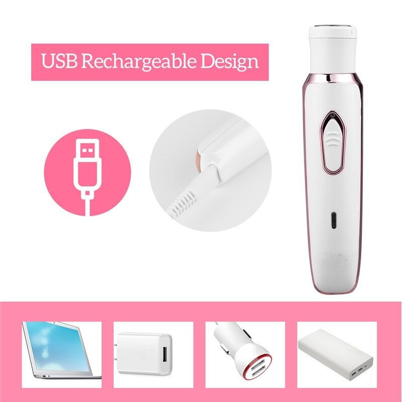 4In1 Electric Women Epilator Bikini Body Armpit Usb Rechargeable Hair Removal