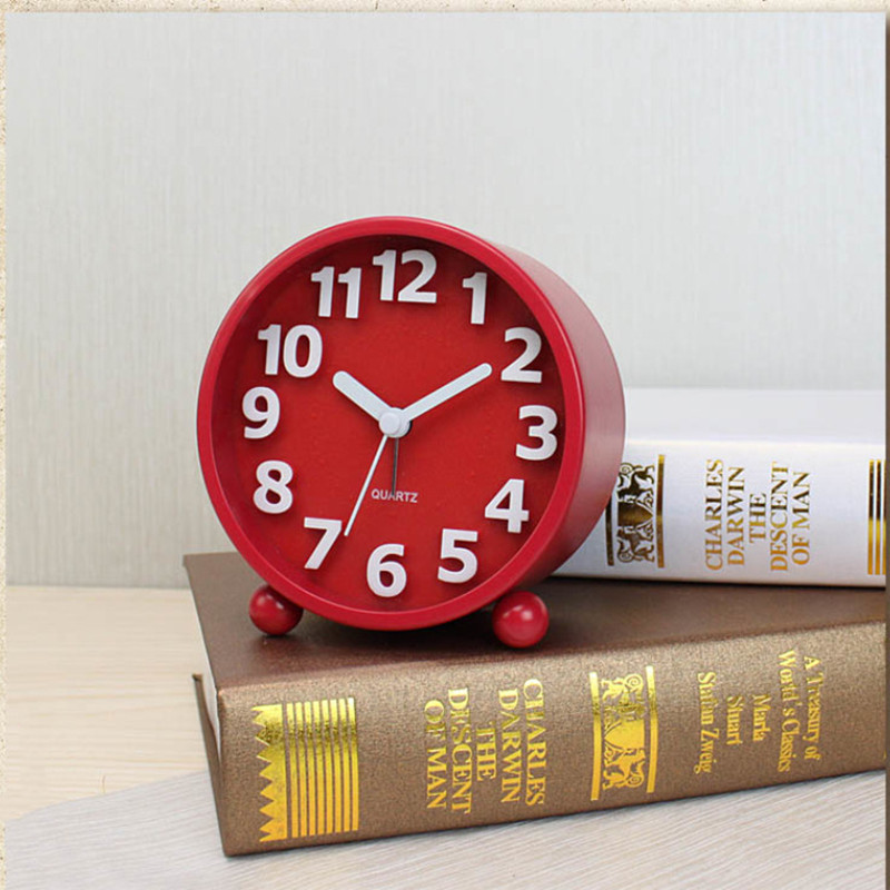 4Inches Creative Children Alarm Clock Simple Electronic Tick Free Suitable For Bedroom Red