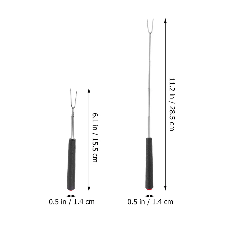 4 Pieces Telescopic Barbecue Fork Stainless Steel Skewers Outdoor Cooking