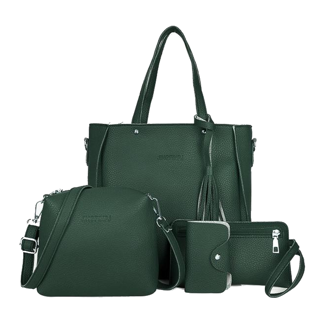 4 Pieces Faux Leather Handbag Set