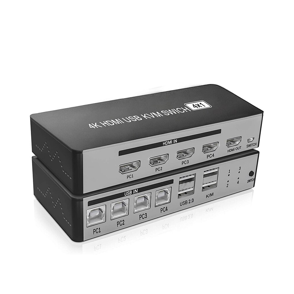 4 Port Hdmi Kvm Switch Support Max 4K30hz Input With Usb2.0 Hub 1 Out