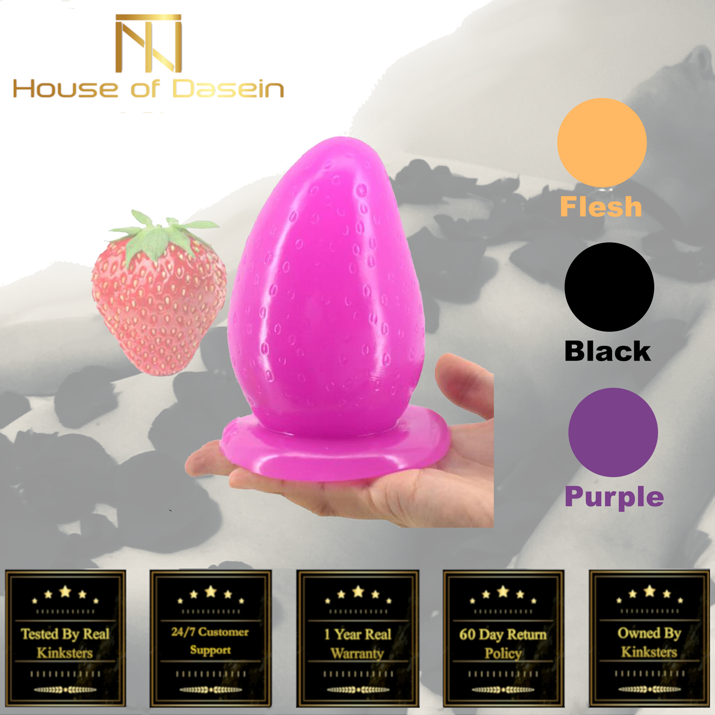 Big Huge Anal Plug With Suction Cup Novelty Strawberry Butt
