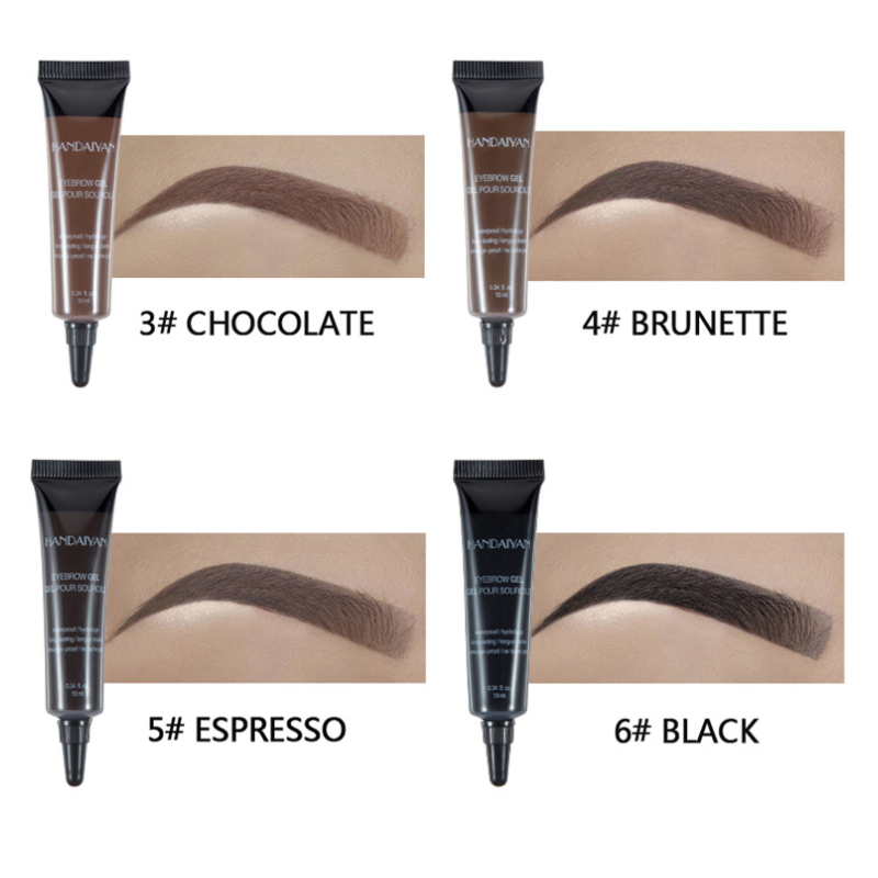 Eyebrow Makeup Henna Gel Black Brown Waterproof Durable Liquid Tint Brush Set