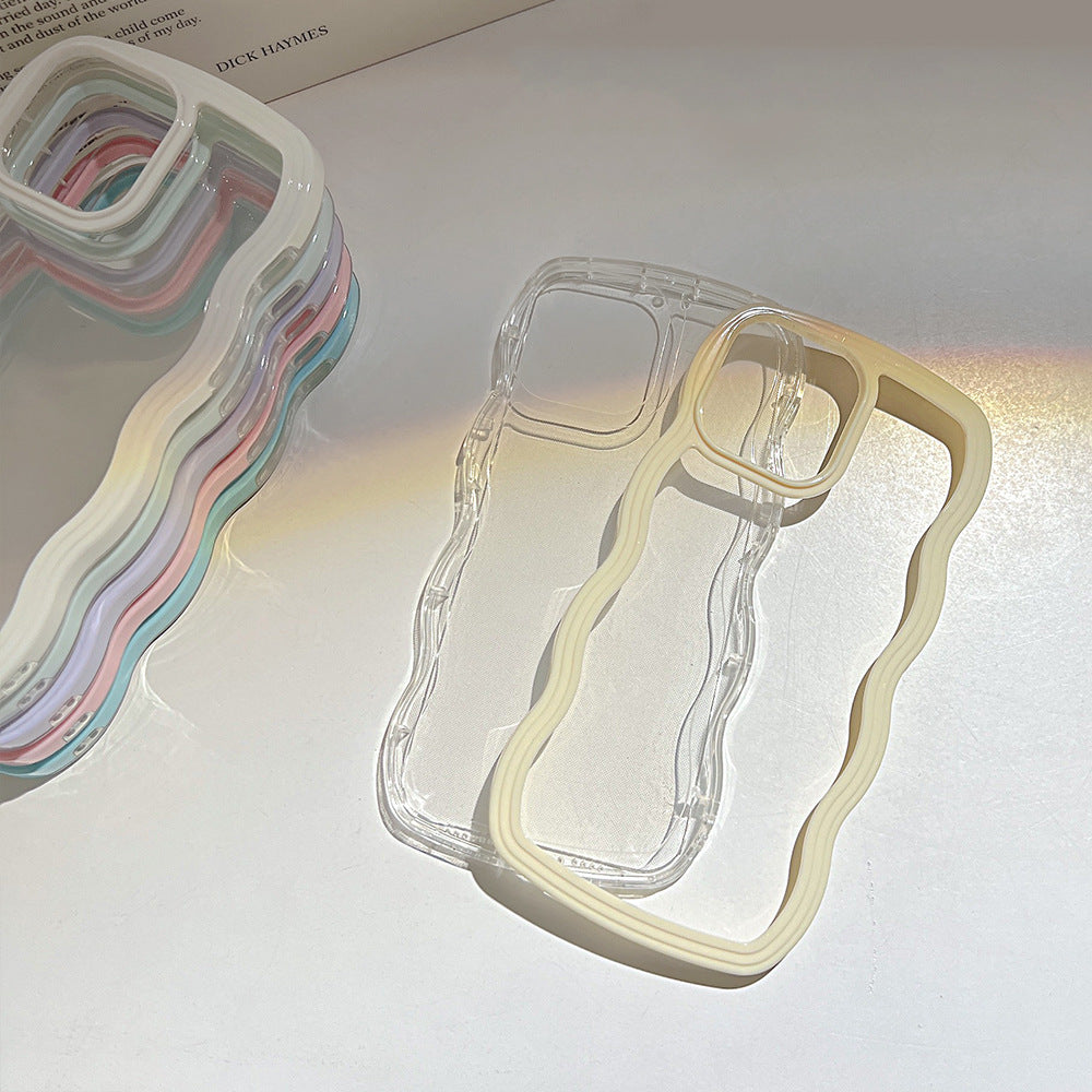 Wave Border Mobile Phone Case Solid Color Simple Candy