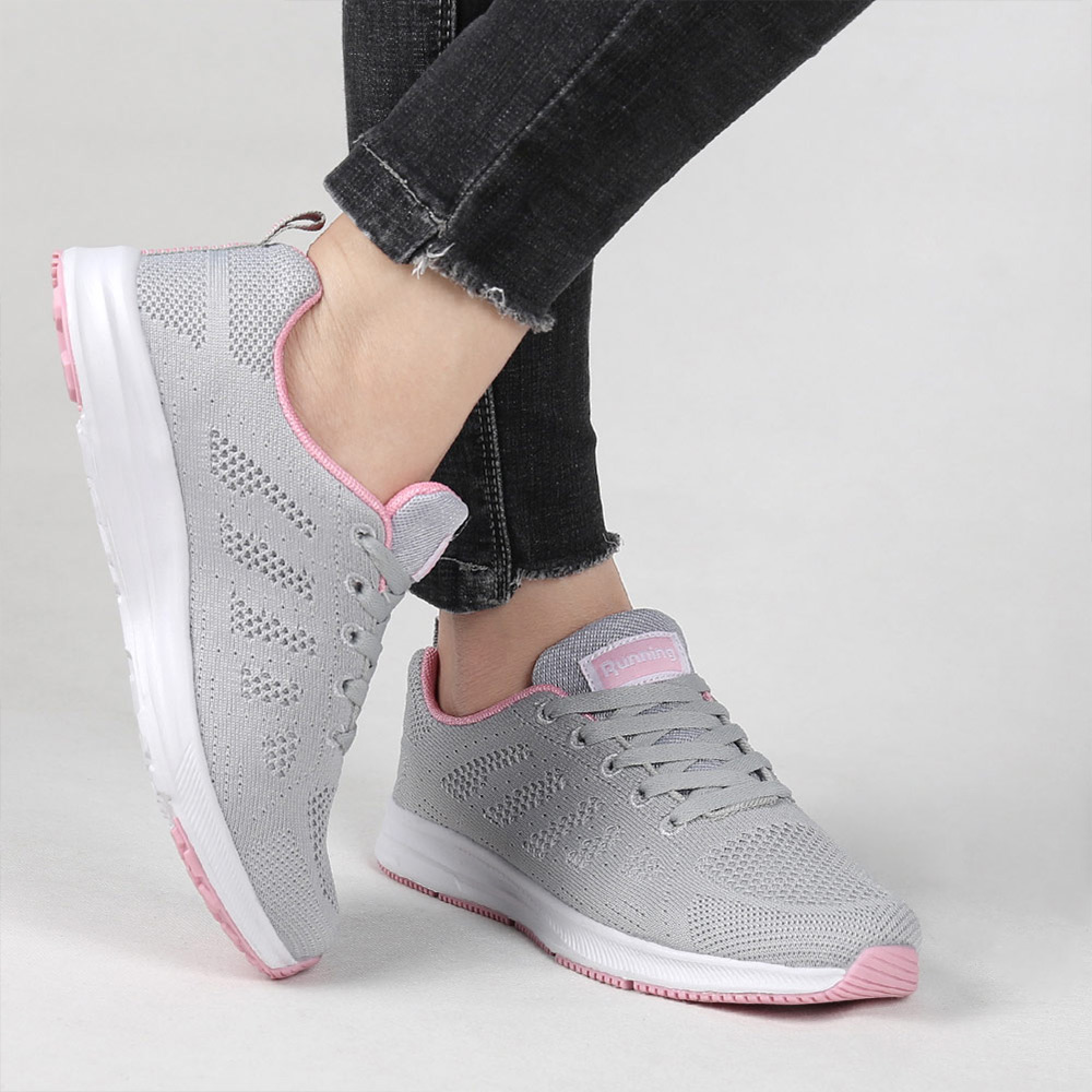 Black White Sneakers Women Lace Up Running Walking Shoes
