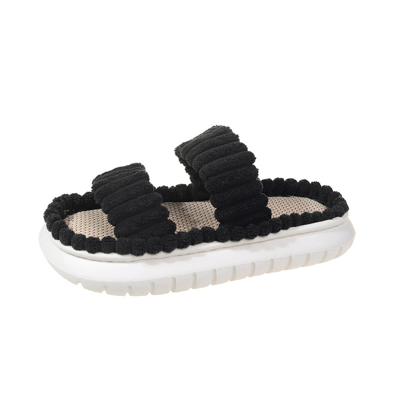Fluffy Slippers Soft Criss-Cross Straight Designs