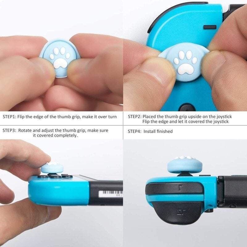 4Pack Switch Handle Button Cap Cat Paw Design Thumb Grip Nintendo Lite Joy Con Controller Soft Silicone Sleeve