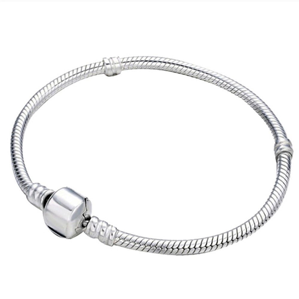 Veile Studios 4Pcs Silver Snake Chain Link Bracelet Fit Charm Wristband