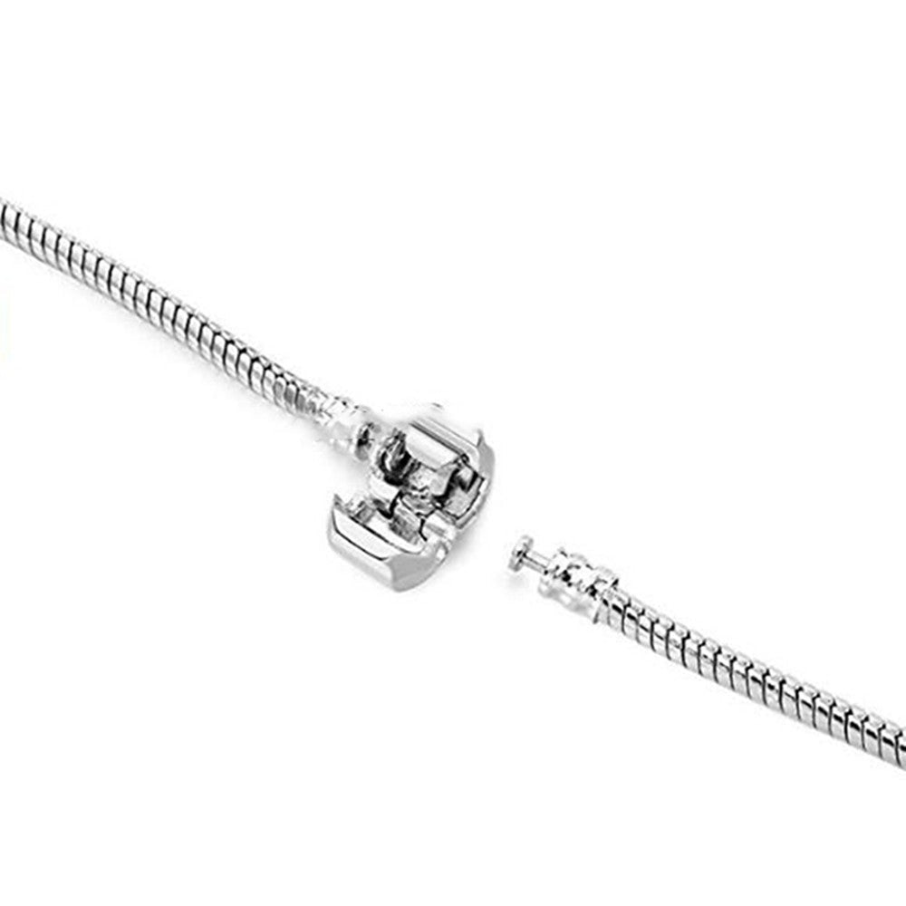 Veile Studios 4Pcs Silver Snake Chain Link Bracelet Fit Charm Wristband