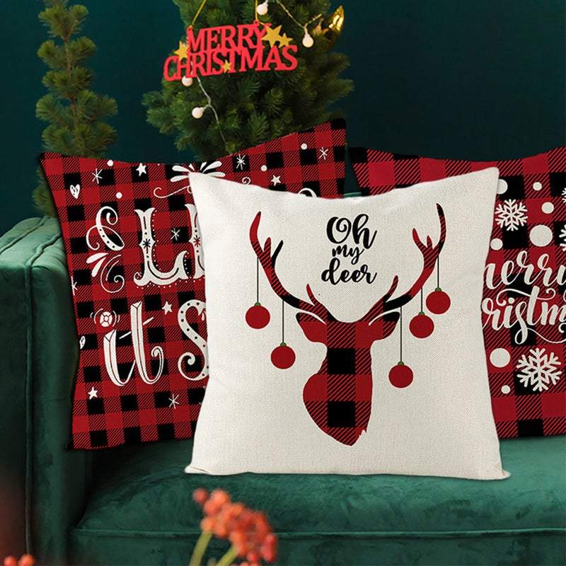 Set Of 4 Christmas Printed Cushion Covers Decor